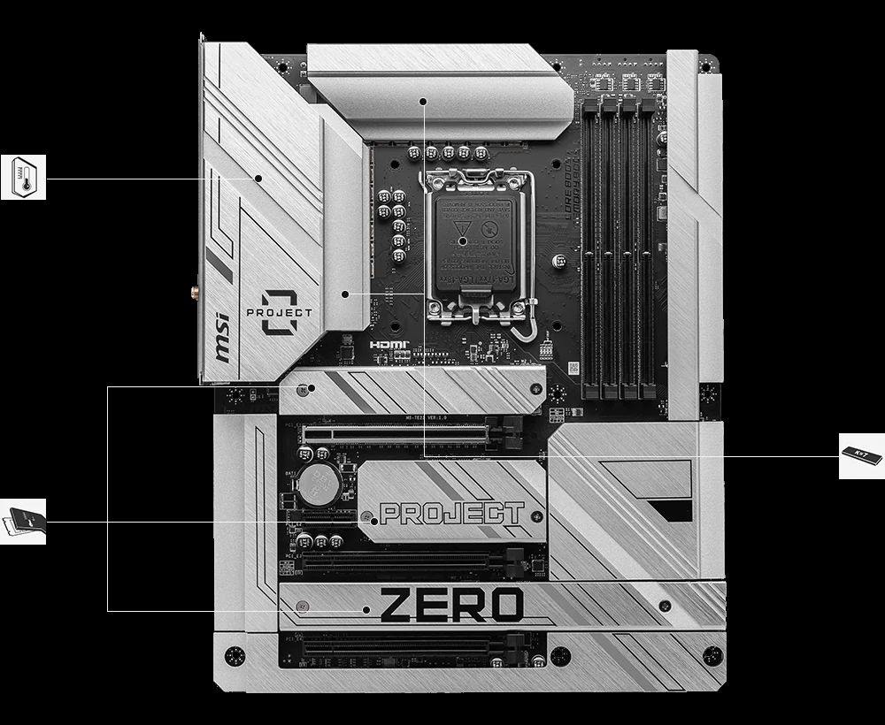 Mainboard MSI Z790 Project Zero - 4 Khe RAM DDR5 - LGA 1700 - NEW
