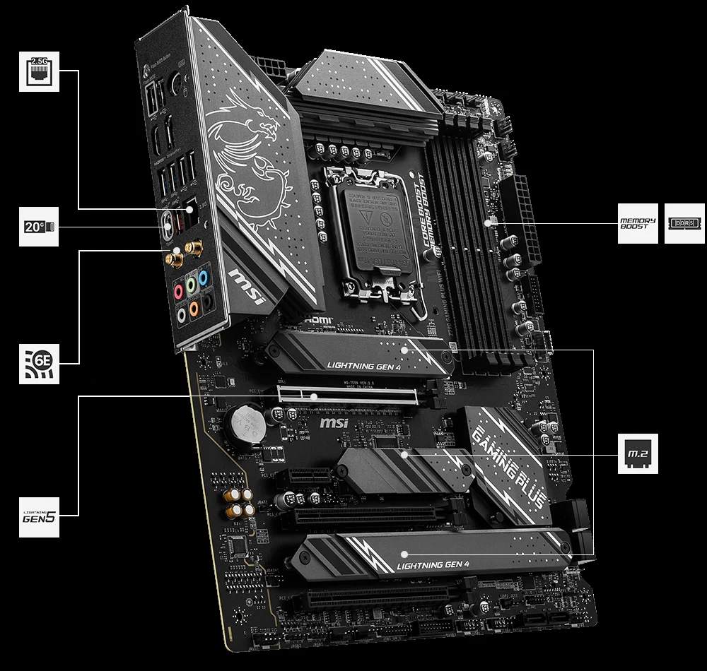 Mainboard MSI Z790M Gaming Plus WiFi - 4 Khe RAM DDR5 - LGA 1700 - NEW