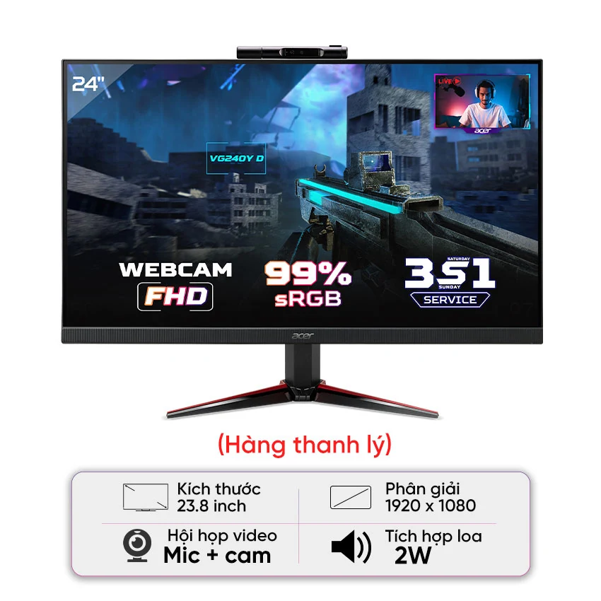 Màn hình Acer B248Y - 24 inch - WUXGA - IPS - 75HZ - New