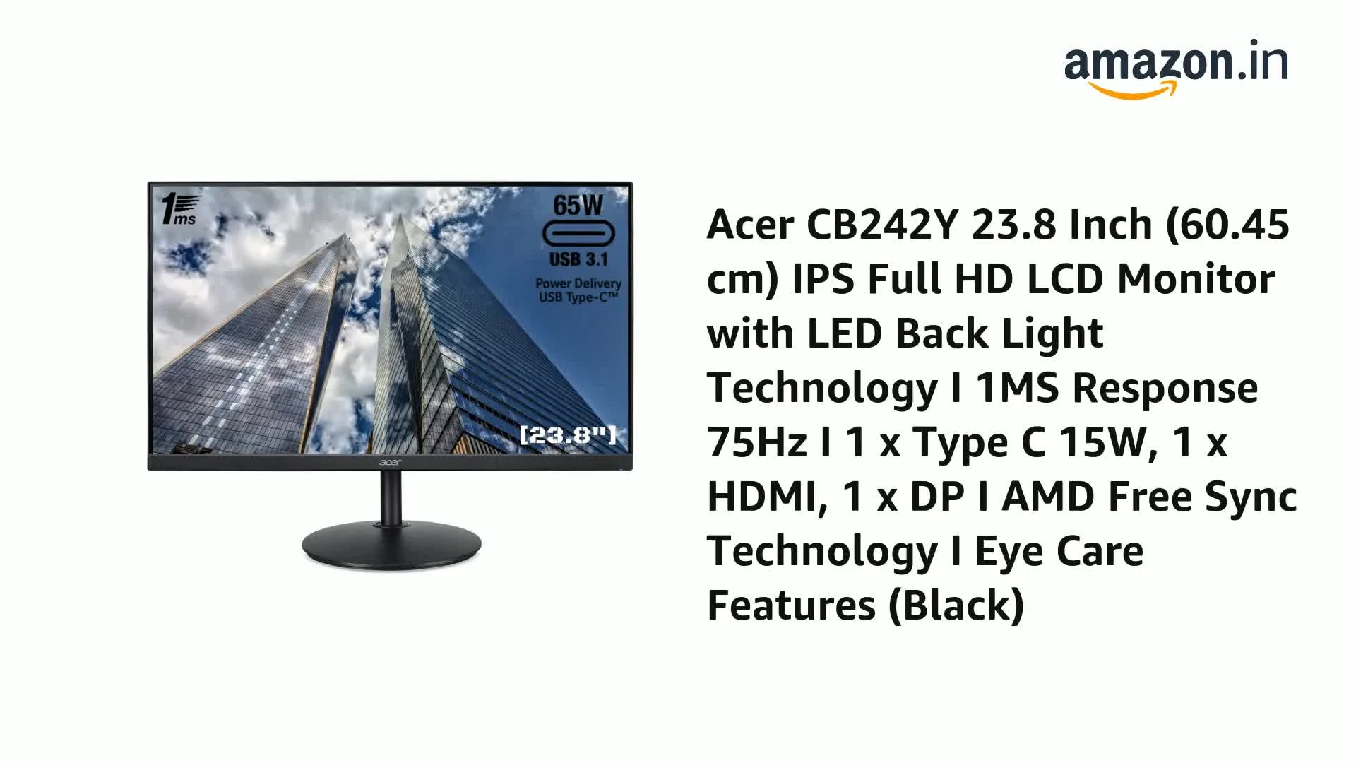Màn hình Acer CB242Y E - 23,8 inch - FHD - IPS - 100HZ - New
