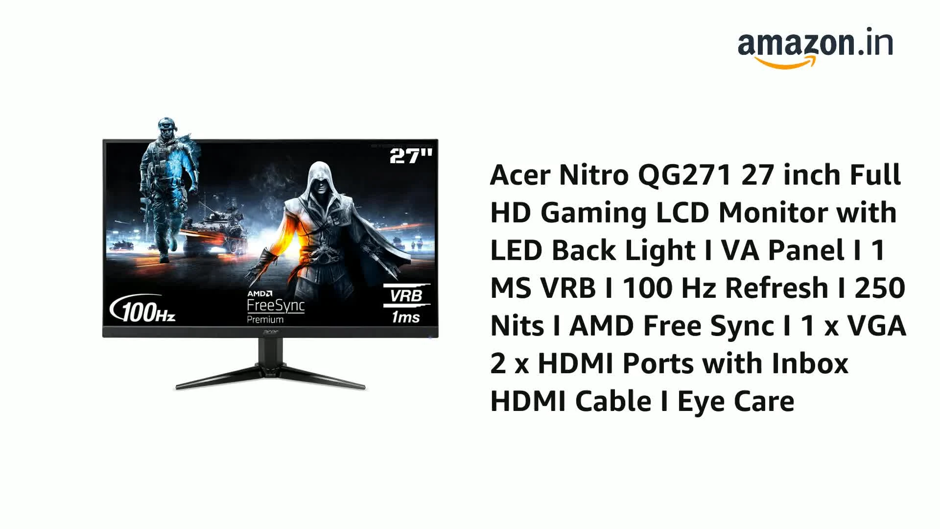 Màn hình Acer Nitro QG271 S - 27 inch - FHD - VA - 165HZ - New