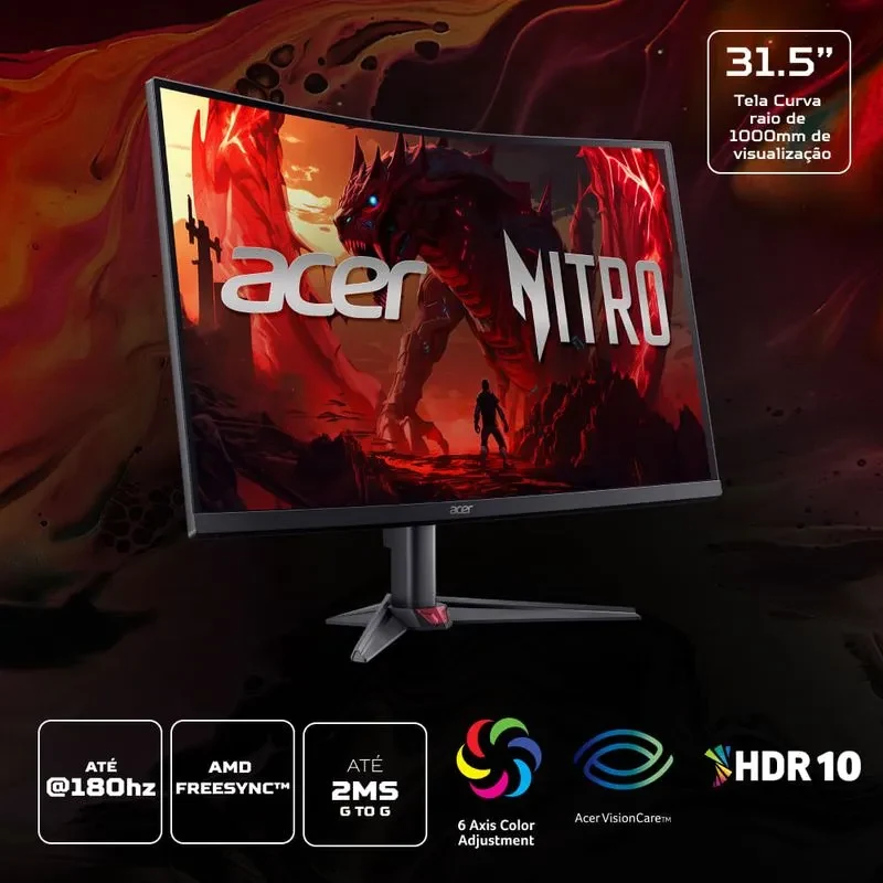 Màn hình Acer Nitro XZ323QU - 31,5 inch - QHD - VA Cong - 170HZ - New