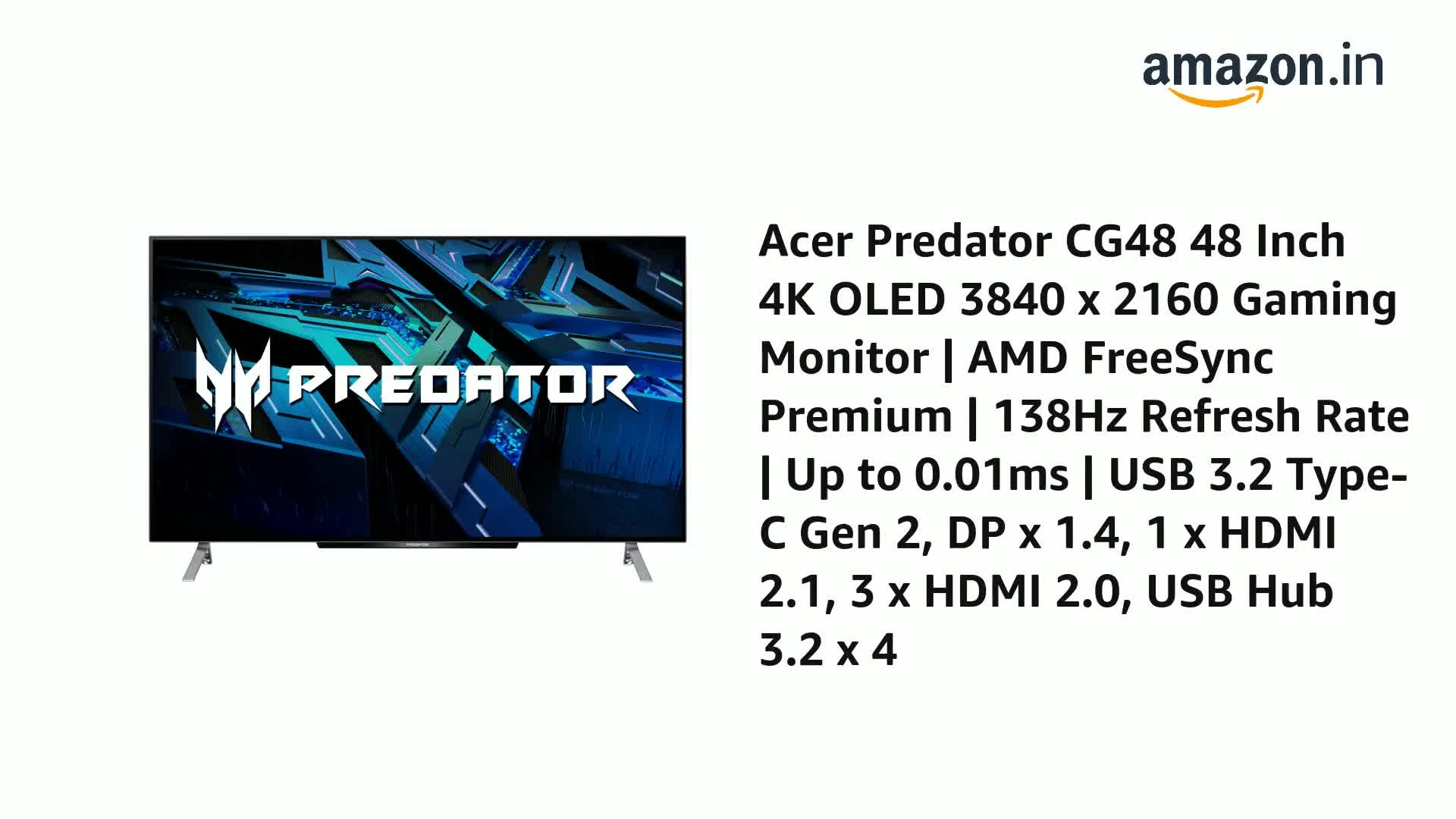 Màn hình Acer Predator CG48 - 48 inch - 4K UHD - OLED - 138HZ - New