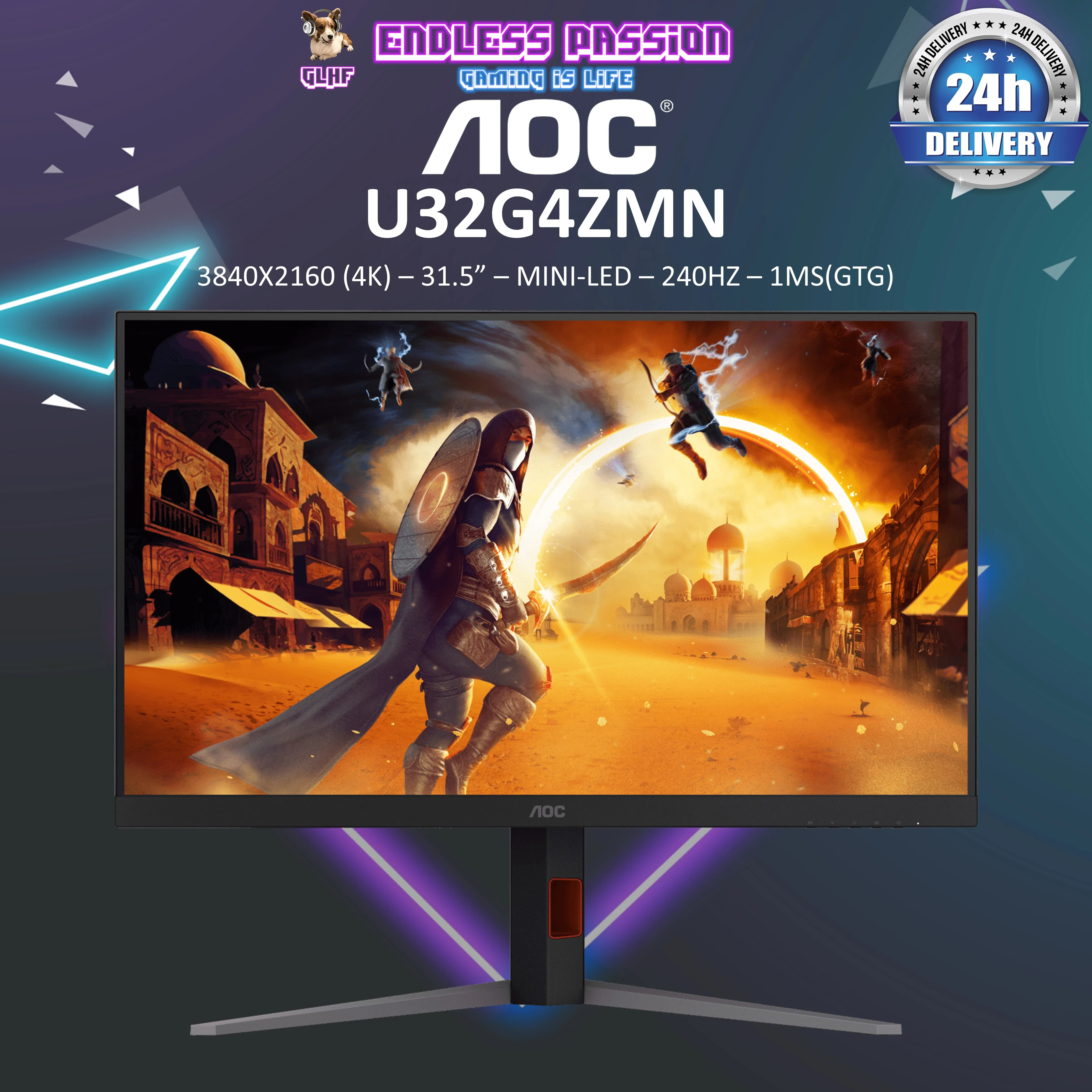 Màn hình AOC U32G4ZMN - 31,5 inch - 4K UHD - Mini LED - 165HZ - New