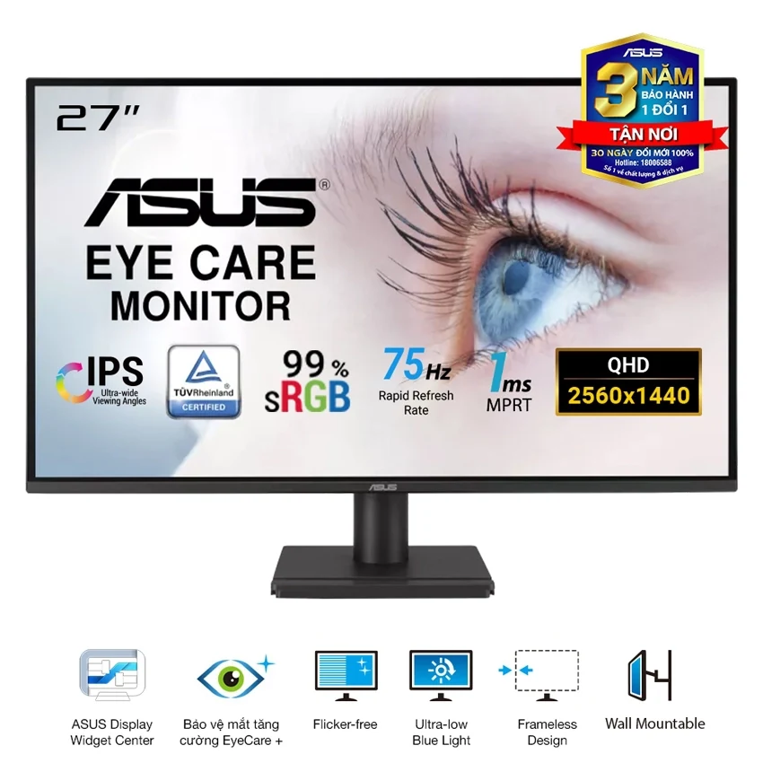 Màn hình Asus BE27AQ - 27 inch - QHD - IPS - 75HZ - New