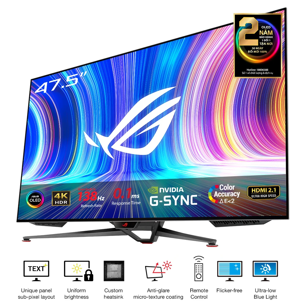 Màn hình Asus ROG Swift OLED PG48UQ - 47,5 inch - 4K UHD - OLED - 138HZ - New