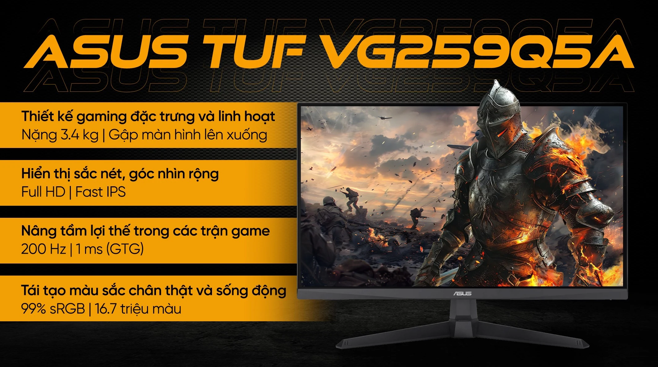 Màn hình Asus TUF GAMING VG259QL5A - 24,5 inch - FHD - Fast IPS - 200HZ - New