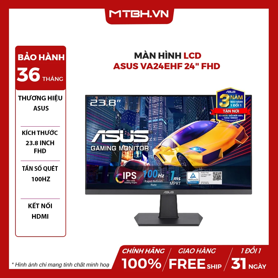 Màn hình Asus VA24EHF - 23,8 inch - FHD - IPS - 100HZ - New