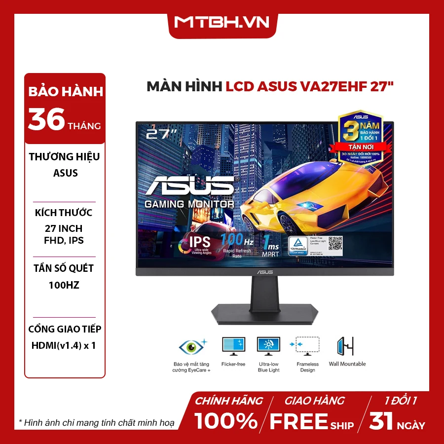 Màn hình Asus VA27EHF - 27 inch - FHD - IPS - 100HZ - New