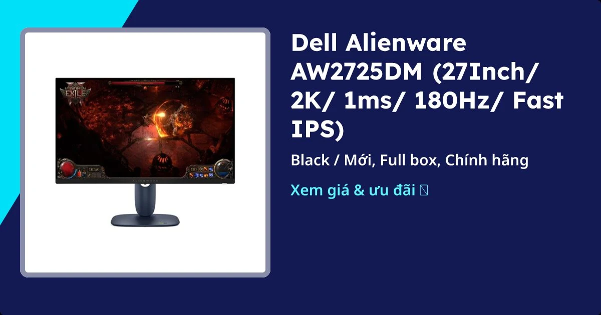 Màn Hình Dell Alienware AW2725DM - 27 inch - QHD - Fast IPS - 180HZ - New
