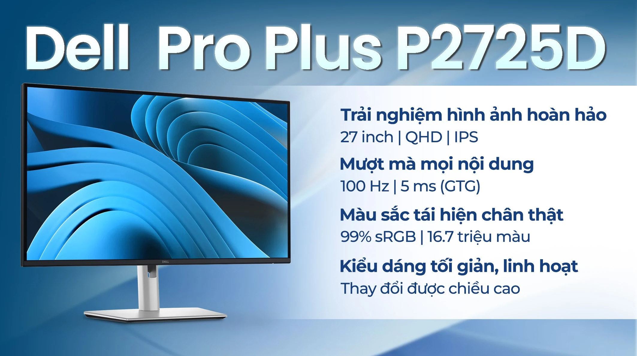 Màn Hình Dell Pro Plus P2725D - 27 inch - QHD - IPS - 100HZ - New