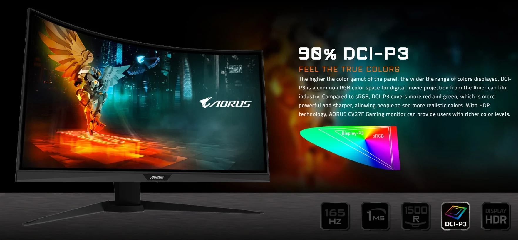 Màn hình Gigabyte AORUS CV27F - 27 inch - FHD - VA Cong - 165HZ - New
