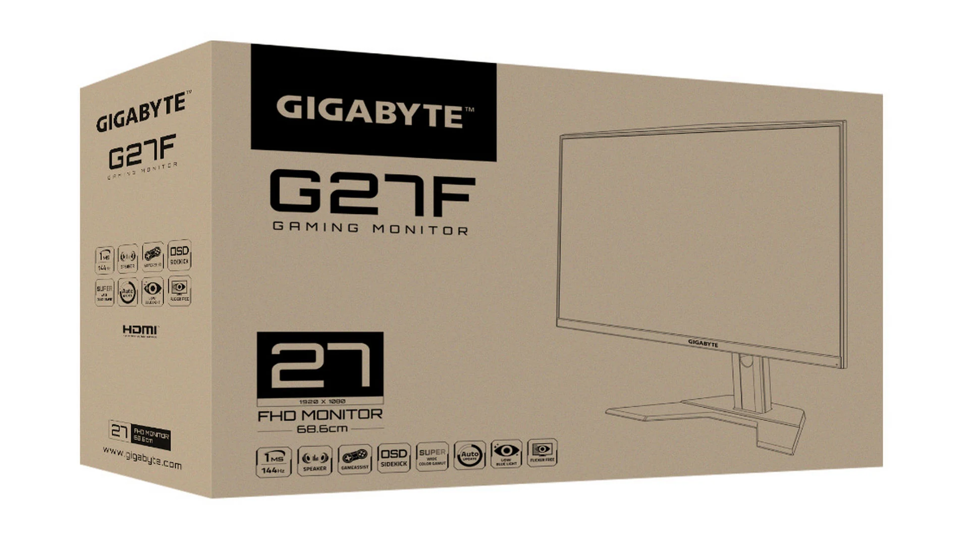 Màn hình Gigabyte G27F - 27 inch - FHD - IPS - 144HZ - New