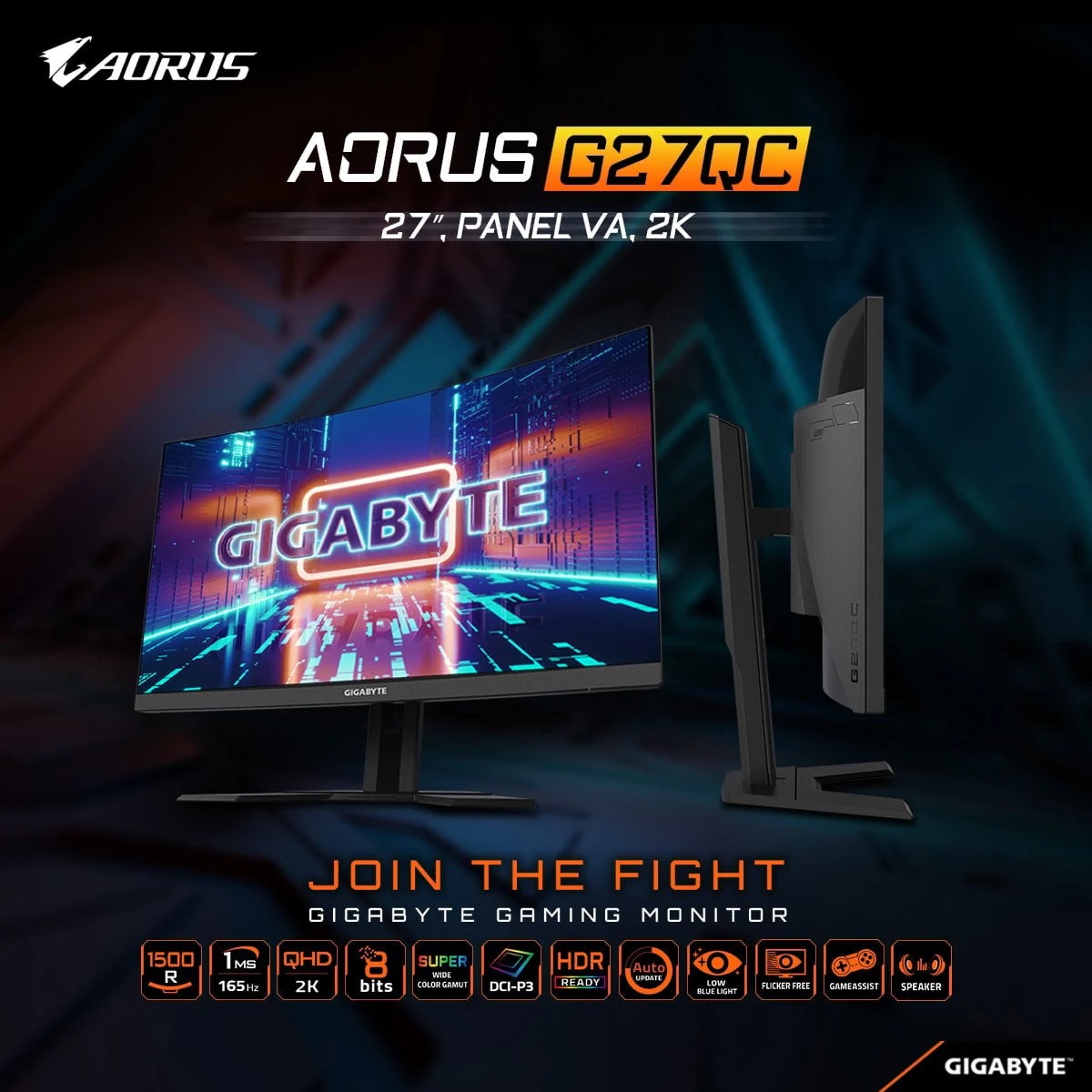 Màn hình Gigabyte G27QC A - 27 inch - QHD - VA Cong - 165HZ - New