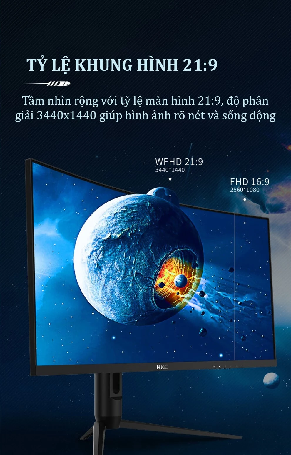 Màn hình HKC MG34H18Q - 34 inch - WQHD - VA Cong - 165HZ - New