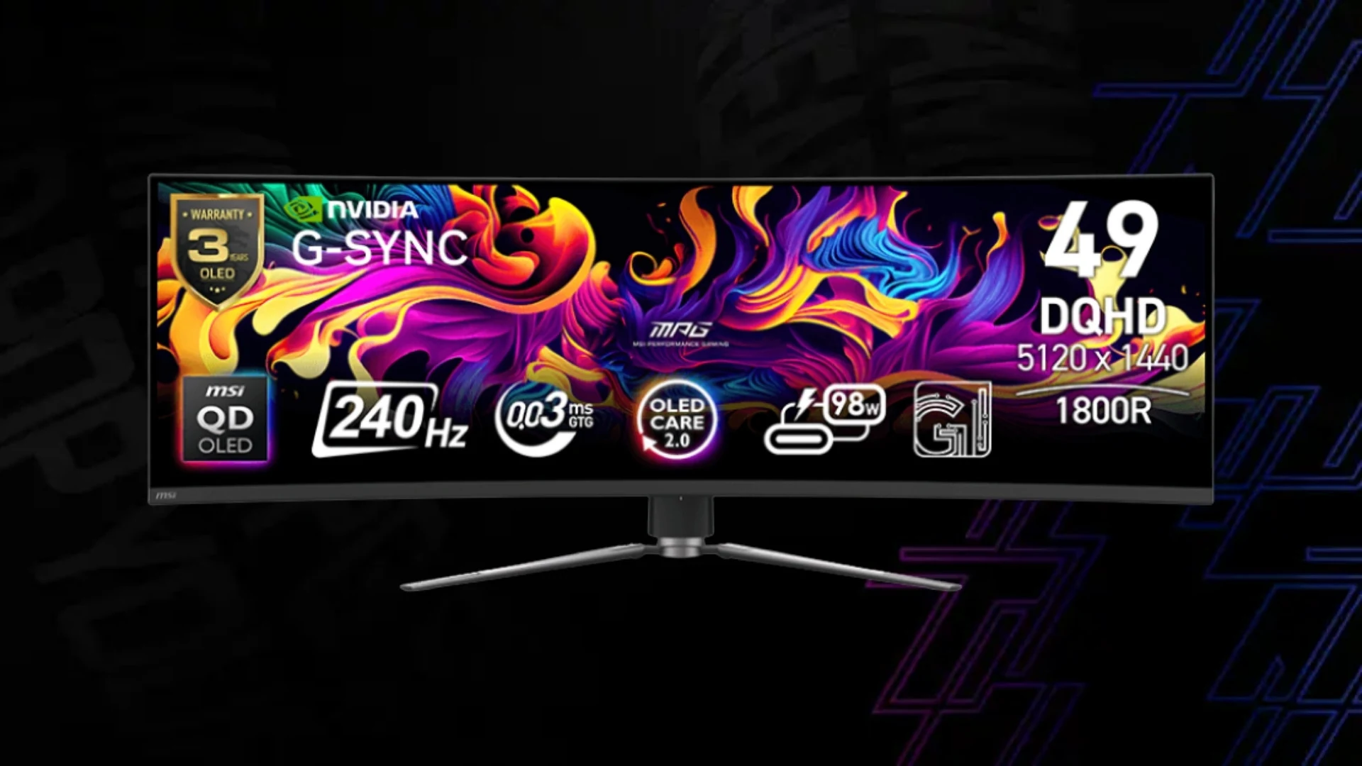 Màn hình MSI MPG 491CQPX QD-OLED - 49 inch - DQHD - QD-OLED Cong - 240HZ - New