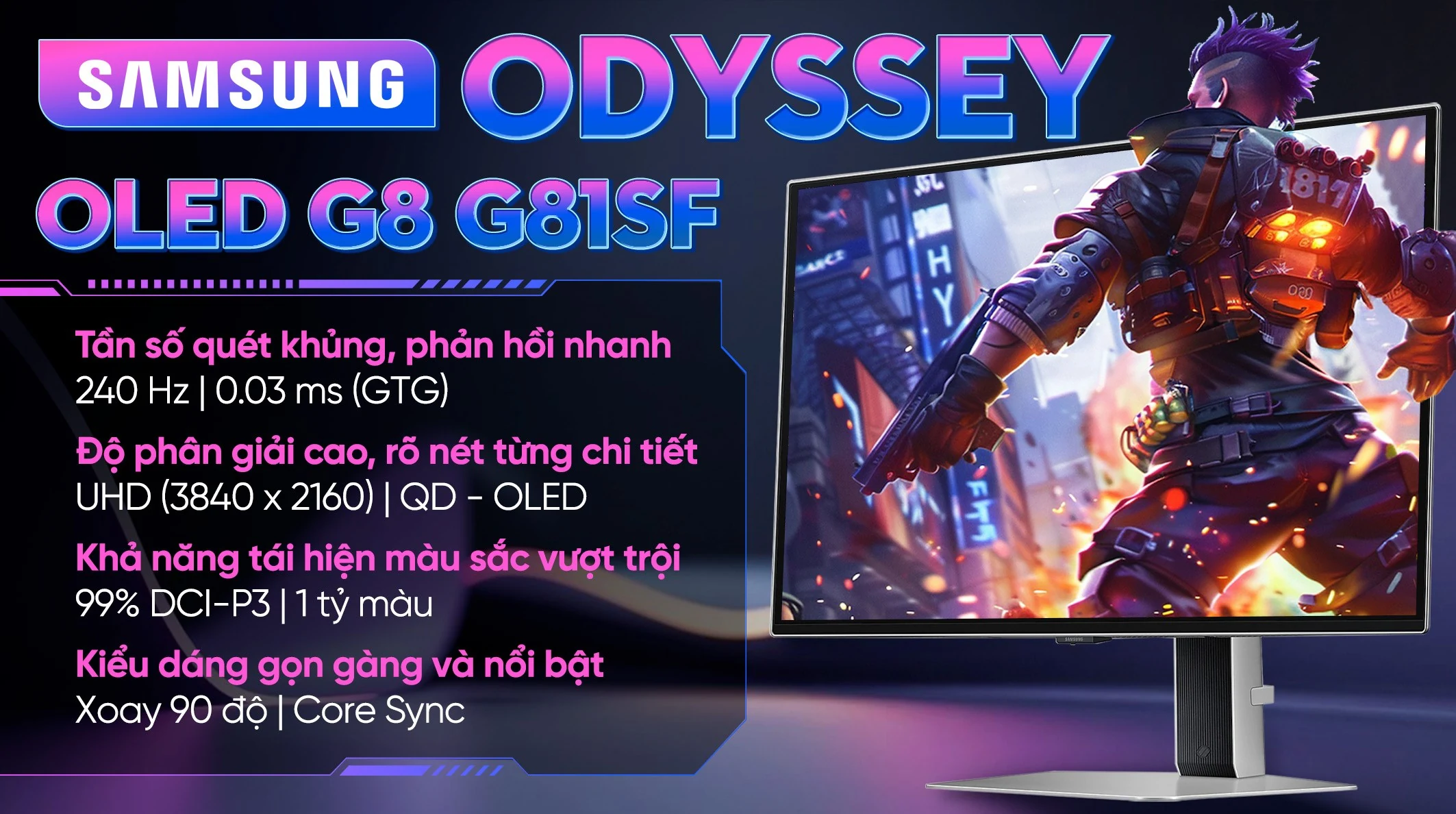Màn Hình Samsung Odyssey OLED G8 G81SF LS27FG812SEXXV - 27 inch - 4K UHD - OLED - 240HZ - New