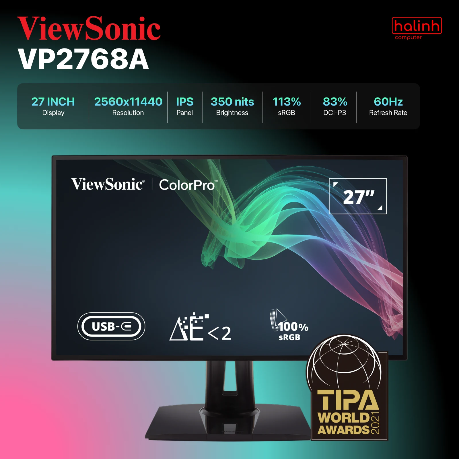 Màn hình ViewSonic VP2768 - 27 inch - QHD - IPS - 60HZ - New