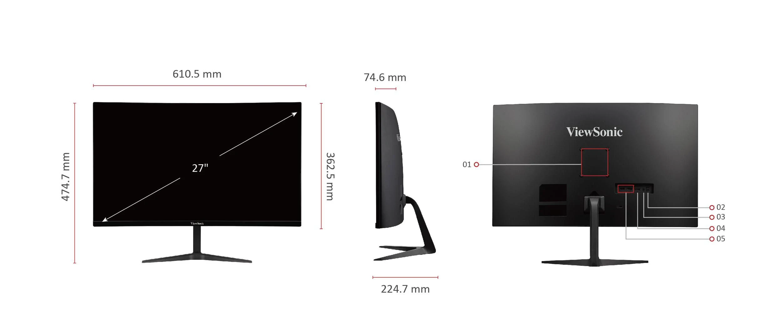 Màn hình ViewSonic VX2718-PC-MHD - 27 inch - FHD - VA Cong - 165HZ - New
