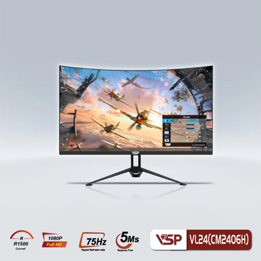 Màn hình VSP CM2406H White - 23,6 inch - FHD - VA Cong - 75HZ - New