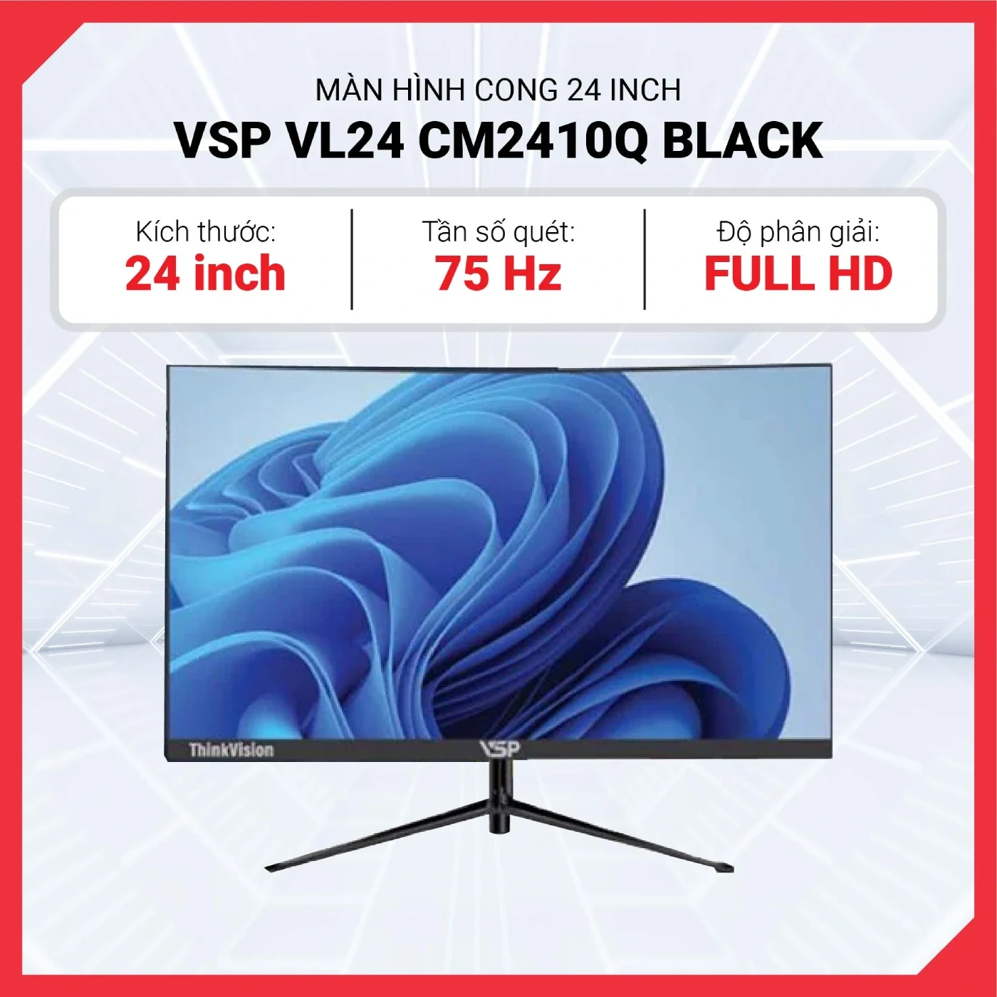 Màn hình VSP CM2410Q Black - 23,6 inch - FHD - VA Cong - 75HZ - New