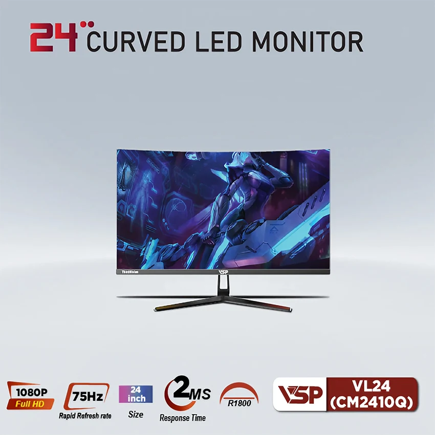 Màn hình VSP CM2410Q White - 23,6 inch - FHD - VA Cong - 75HZ - New