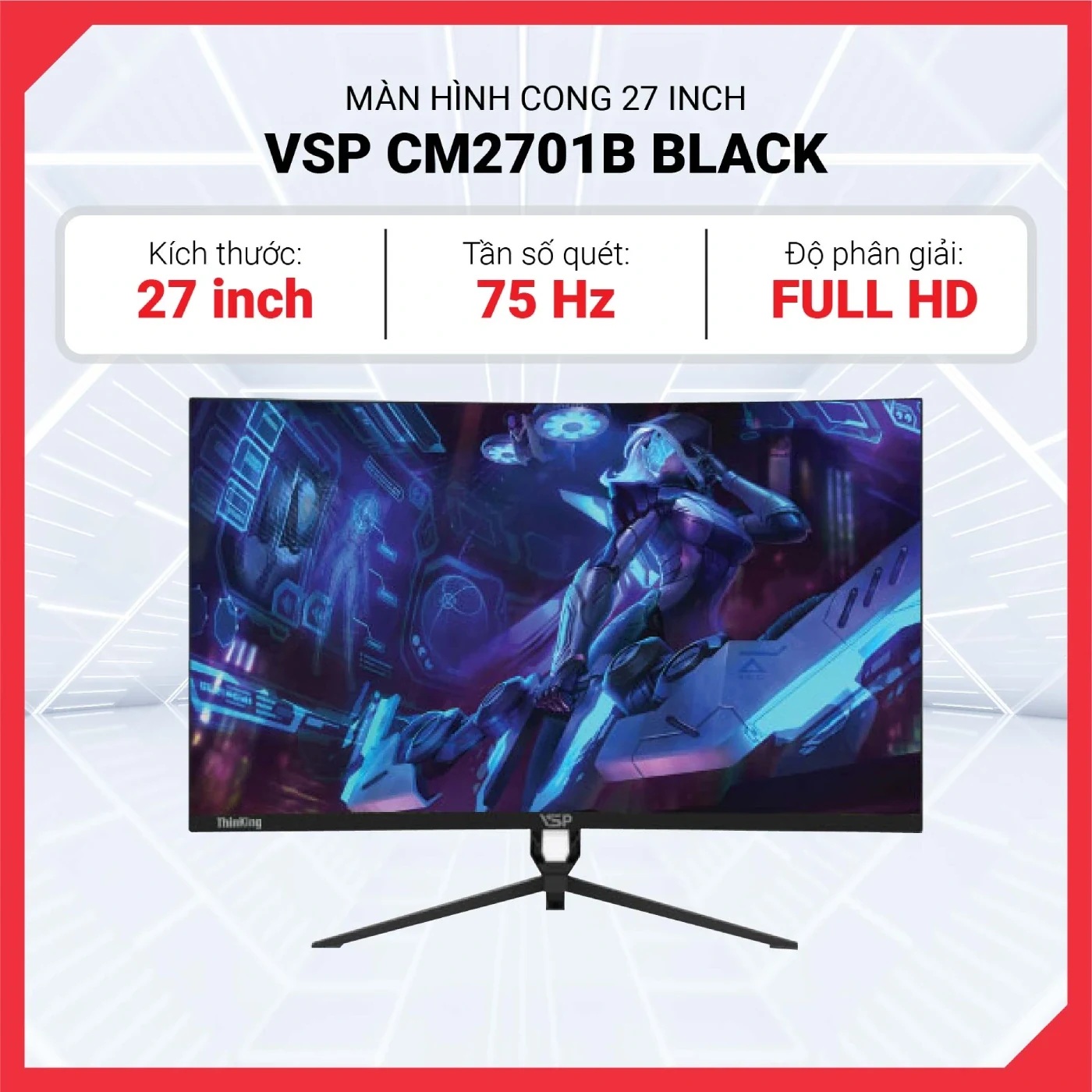 Màn hình VSP CM2701B White - 27 inch - FHD - VA Cong - 75HZ - New