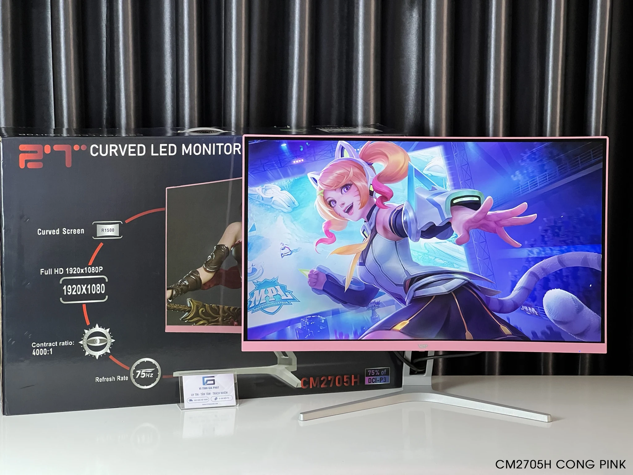 Màn hình VSP CM2705H Pink - 27 inch - FHD - VA Cong - 75HZ - New