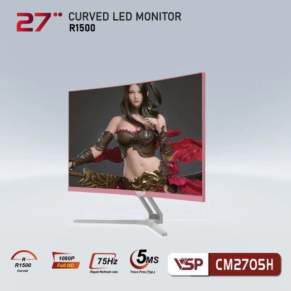 Màn hình VSP CM2705H Pink - 27 inch - FHD - VA Cong - 75HZ - New
