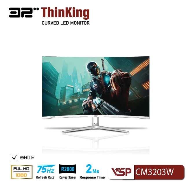 Màn hình VSP CM3203W White - 31,5 inch - FHD - VA Cong - 75HZ - New
