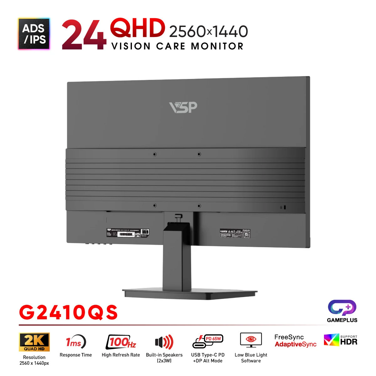 Màn hình VSP G2410QS - 23,8 inch - QHD - IPS - 100HZ - New