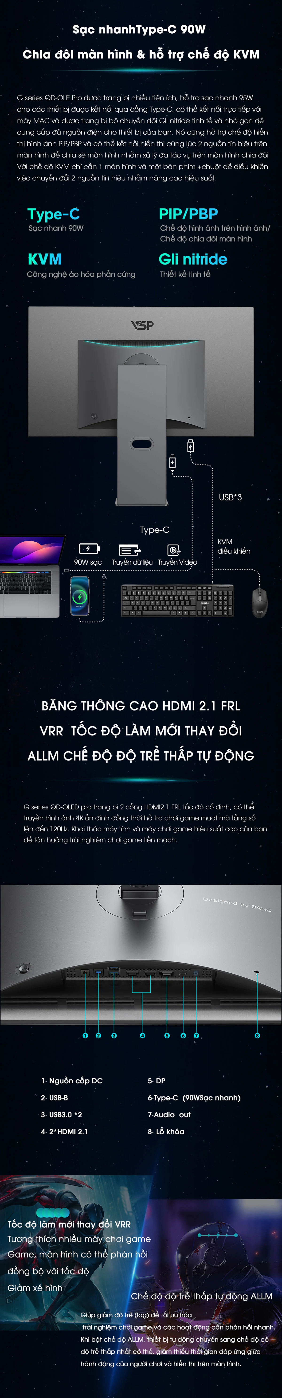 Màn hình VSP G2724QO - 27 inch - QHD - QD-OLED - 240HZ - New