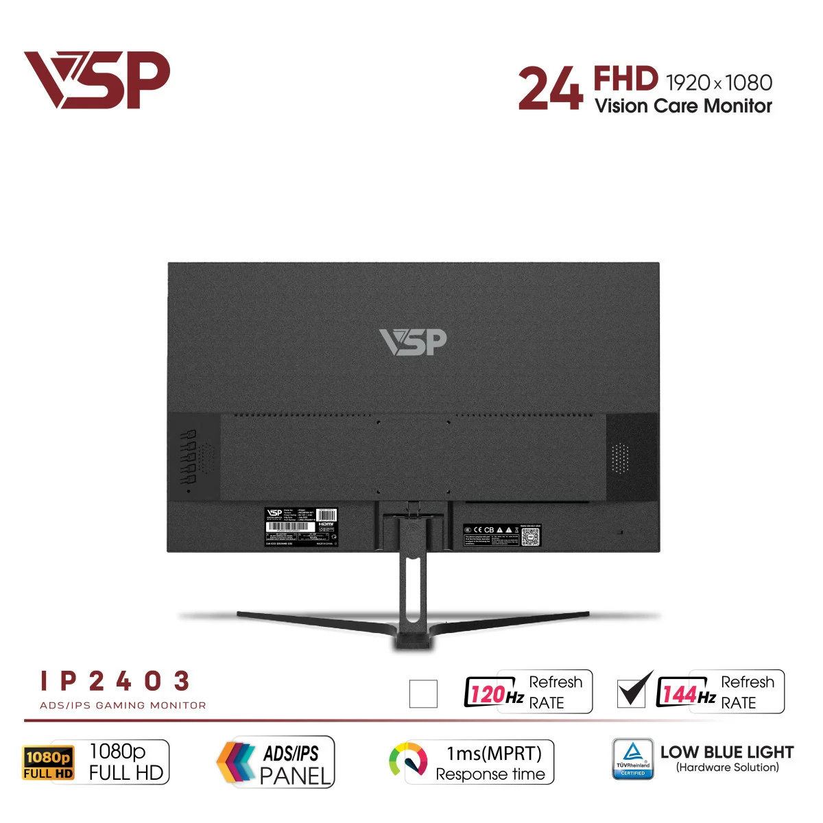 Màn hình VSP IP2403 Ver144Hz - 23,8 inch - FHD - IPS - 144HZ - New
