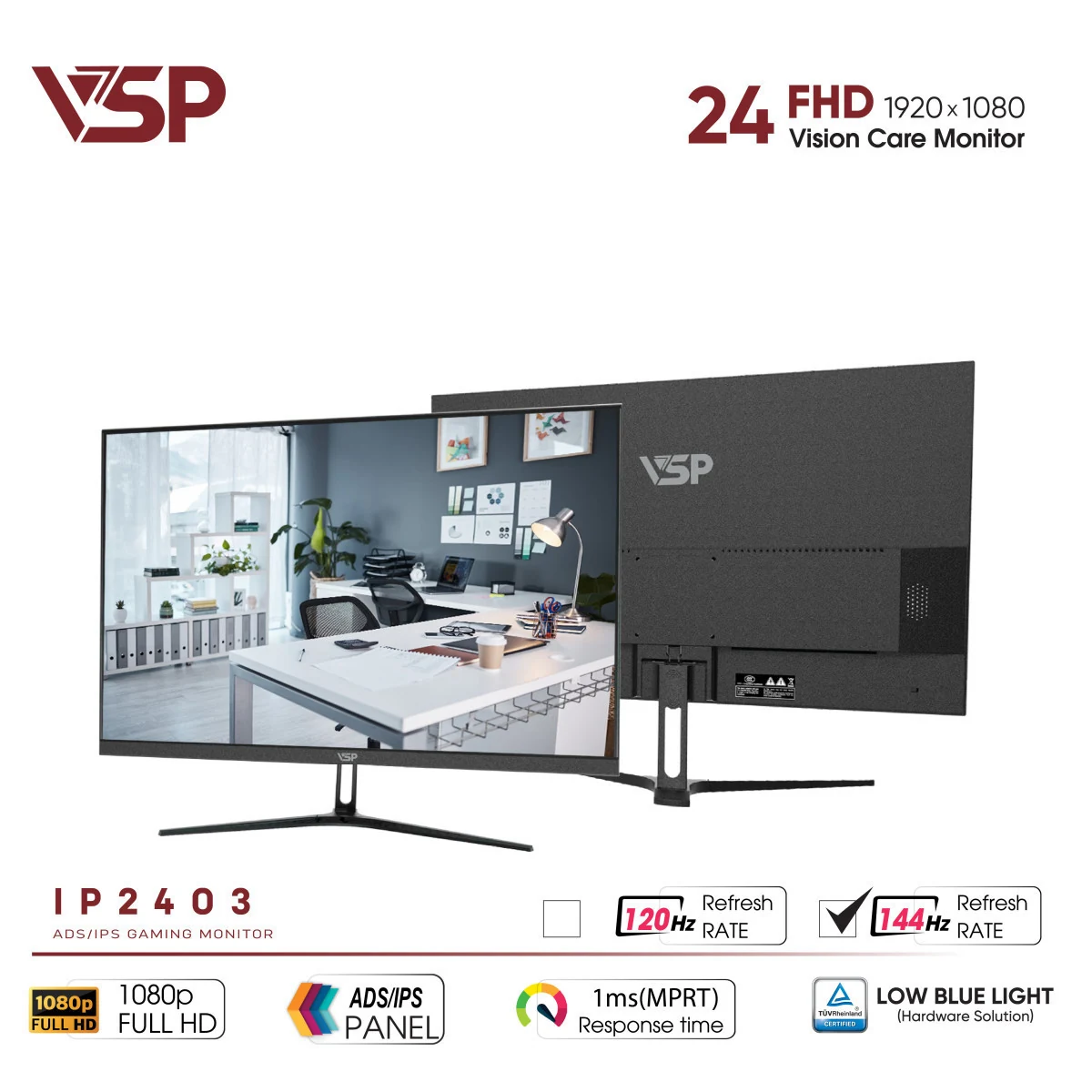 Màn hình VSP IP2403 Ver144Hz - 23,8 inch - FHD - IPS - 144HZ - New