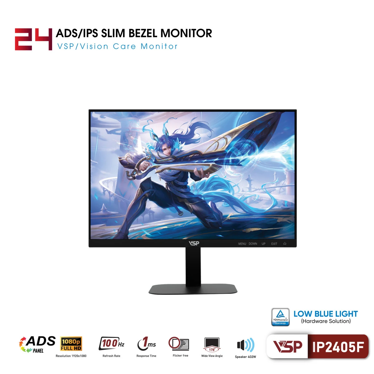 Màn hình VSP IP2405F - 23,8 inch - FHD - ADS IPS - 100HZ - New