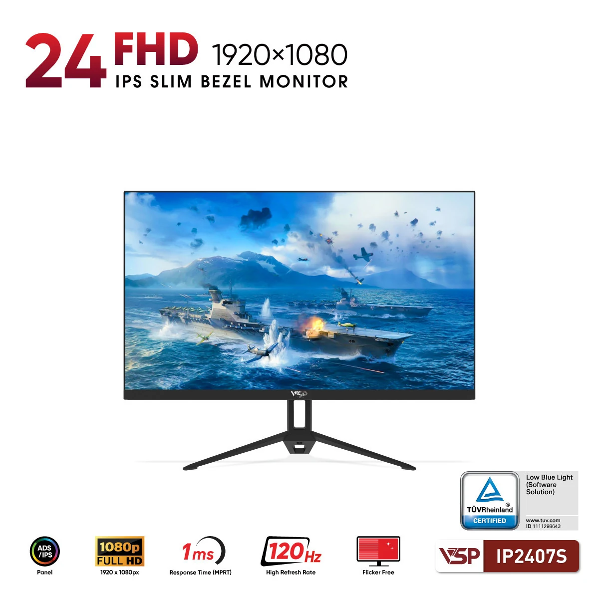 Màn hình VSP IP2407S - 23,8 inch - FHD - IPS - 120HZ - New