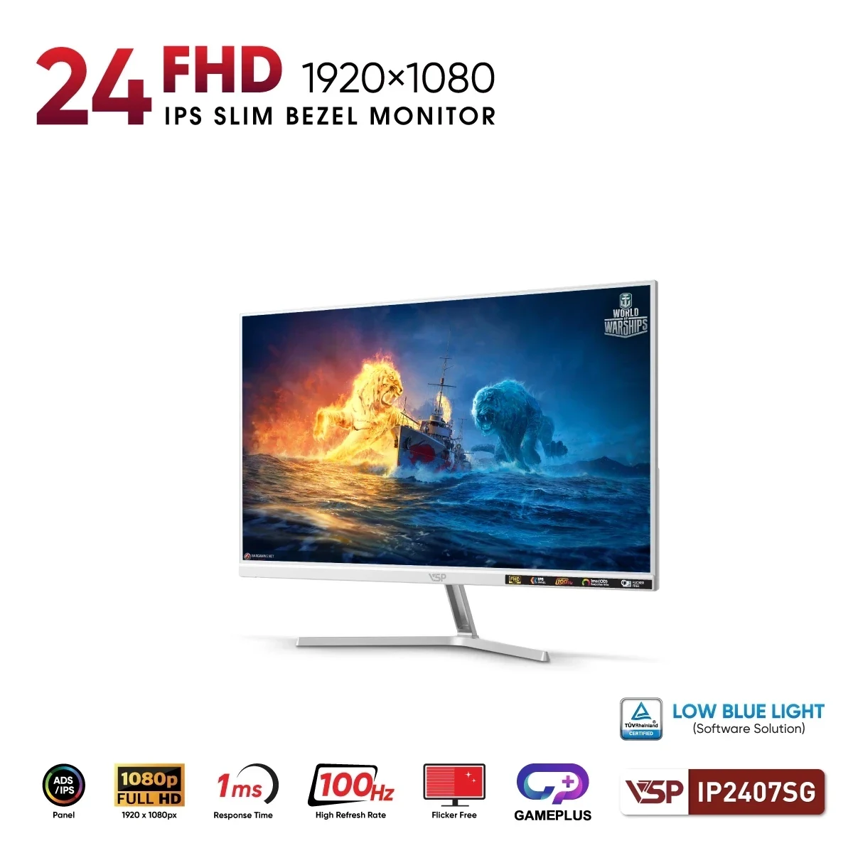 Màn hình VSP IP2407SG White - 23,8 inch - FHD - IPS - 100HZ - New