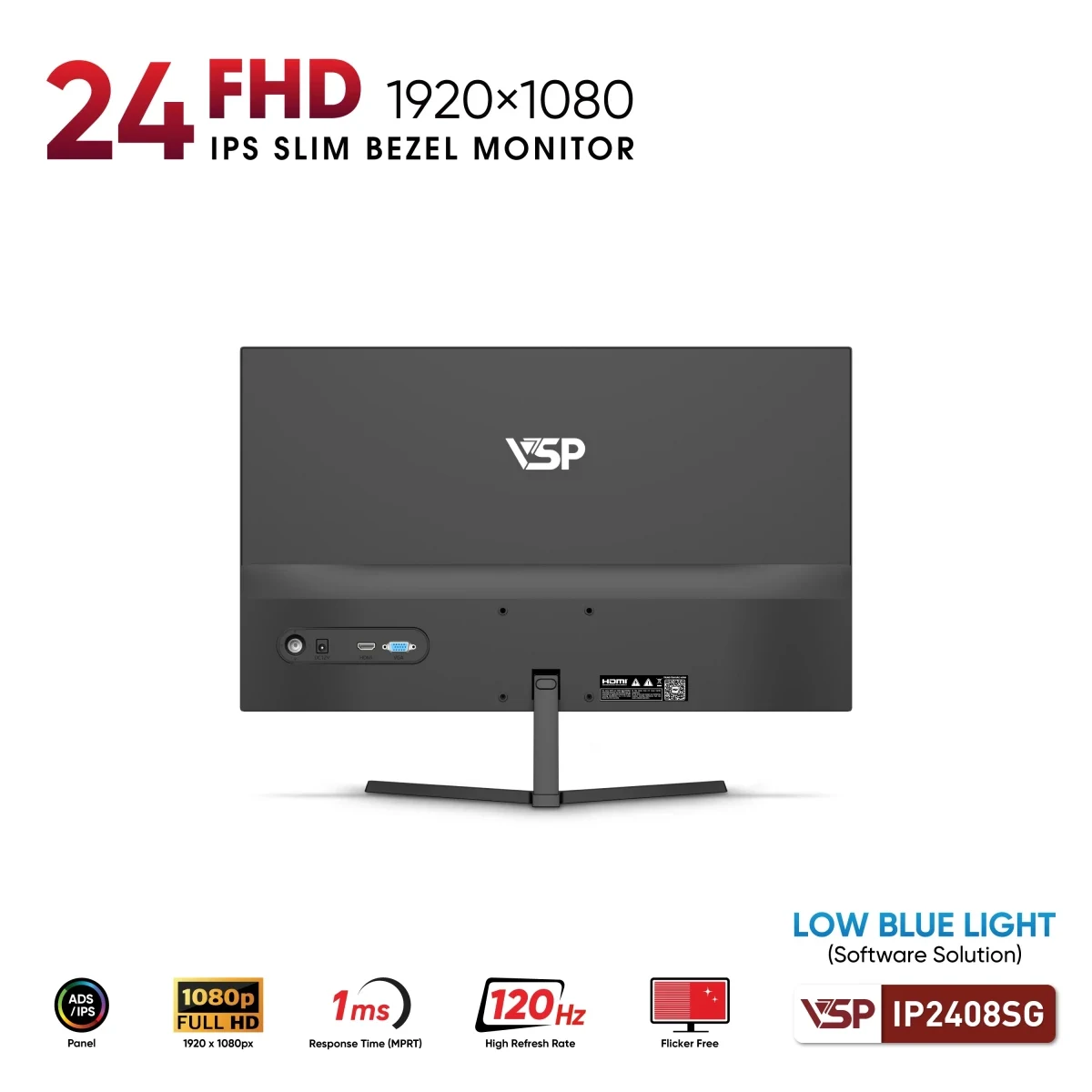 Màn hình VSP IP2408SG Black - 23,8 inch - FHD - IPS - 120HZ - New