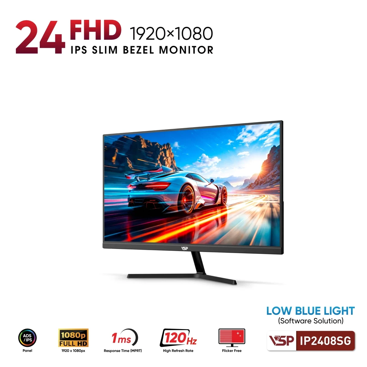 Màn hình VSP IP2408SG Black - 23,8 inch - FHD - IPS - 120HZ - New