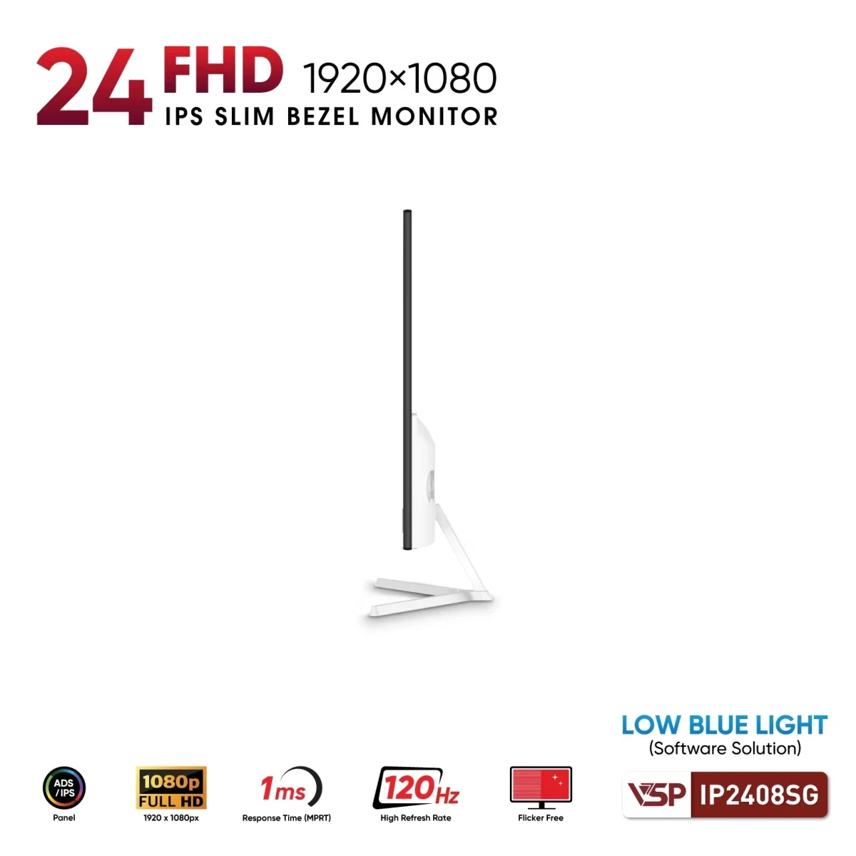 Màn hình VSP IP2408SG White - 23,8 inch - FHD - IPS - 120HZ - New