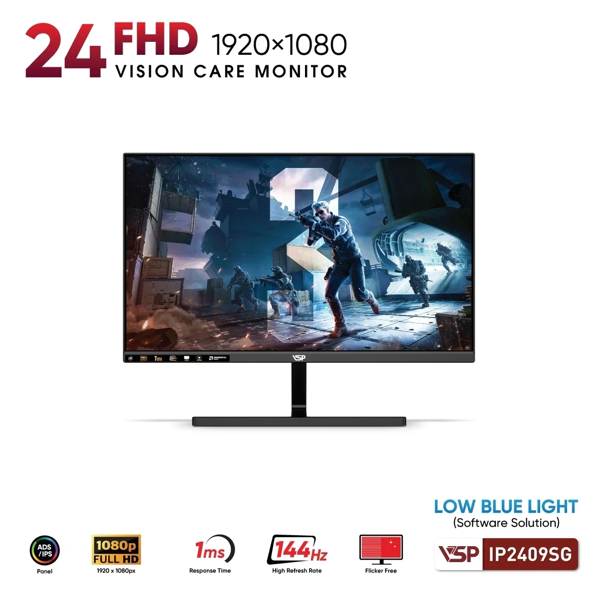 Màn hình VSP IP2409SG Black - 23,8 inch - FHD - IPS - 144HZ - New