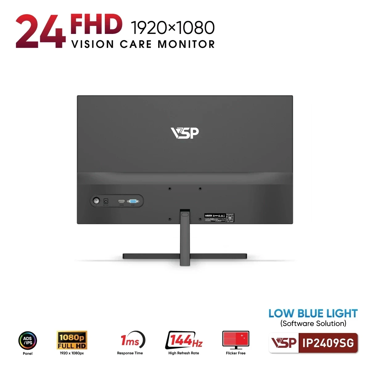 Màn hình VSP IP2409SG Black - 23,8 inch - FHD - IPS - 144HZ - New