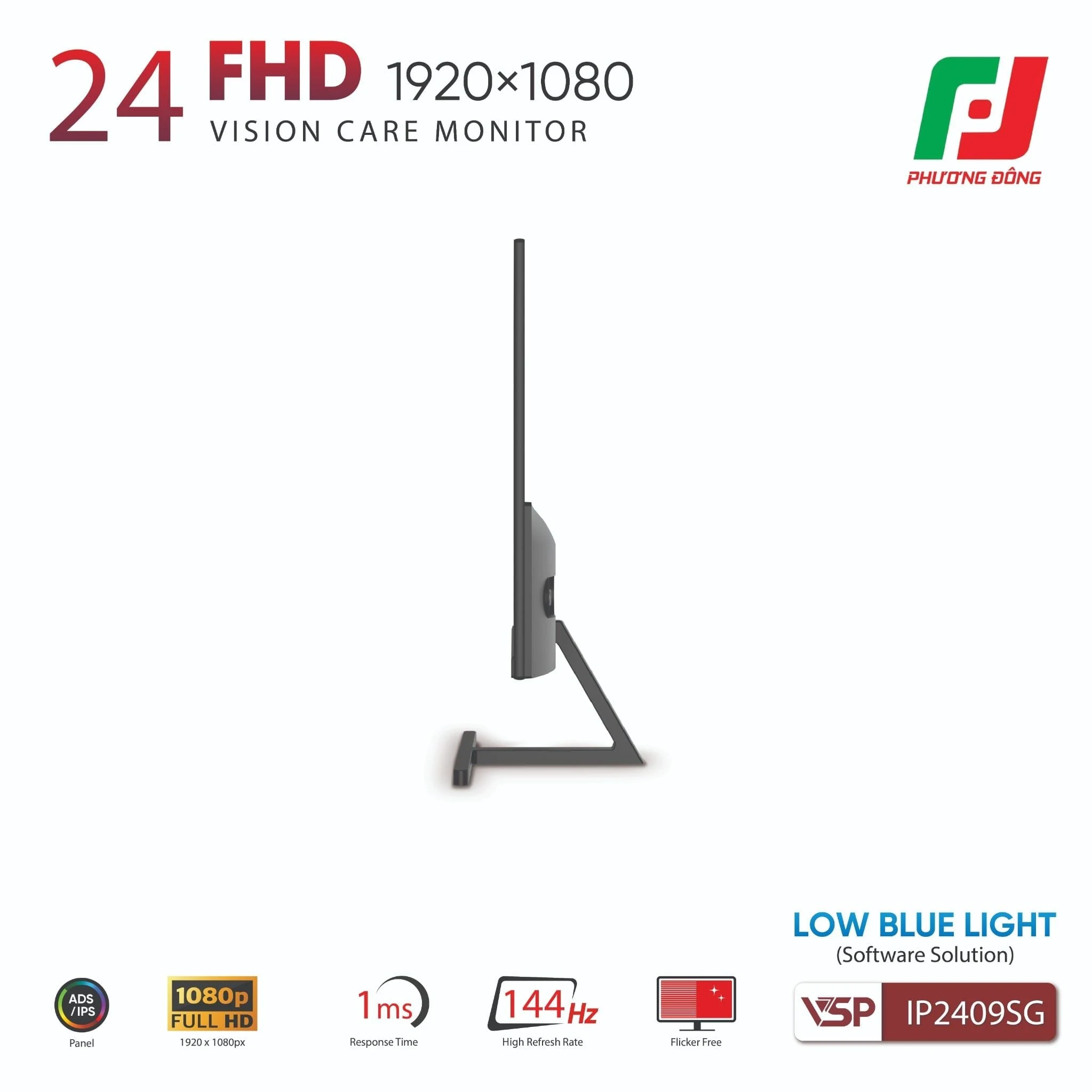 Màn hình VSP IP2409SG Black - 23,8 inch - FHD - IPS - 144HZ - New