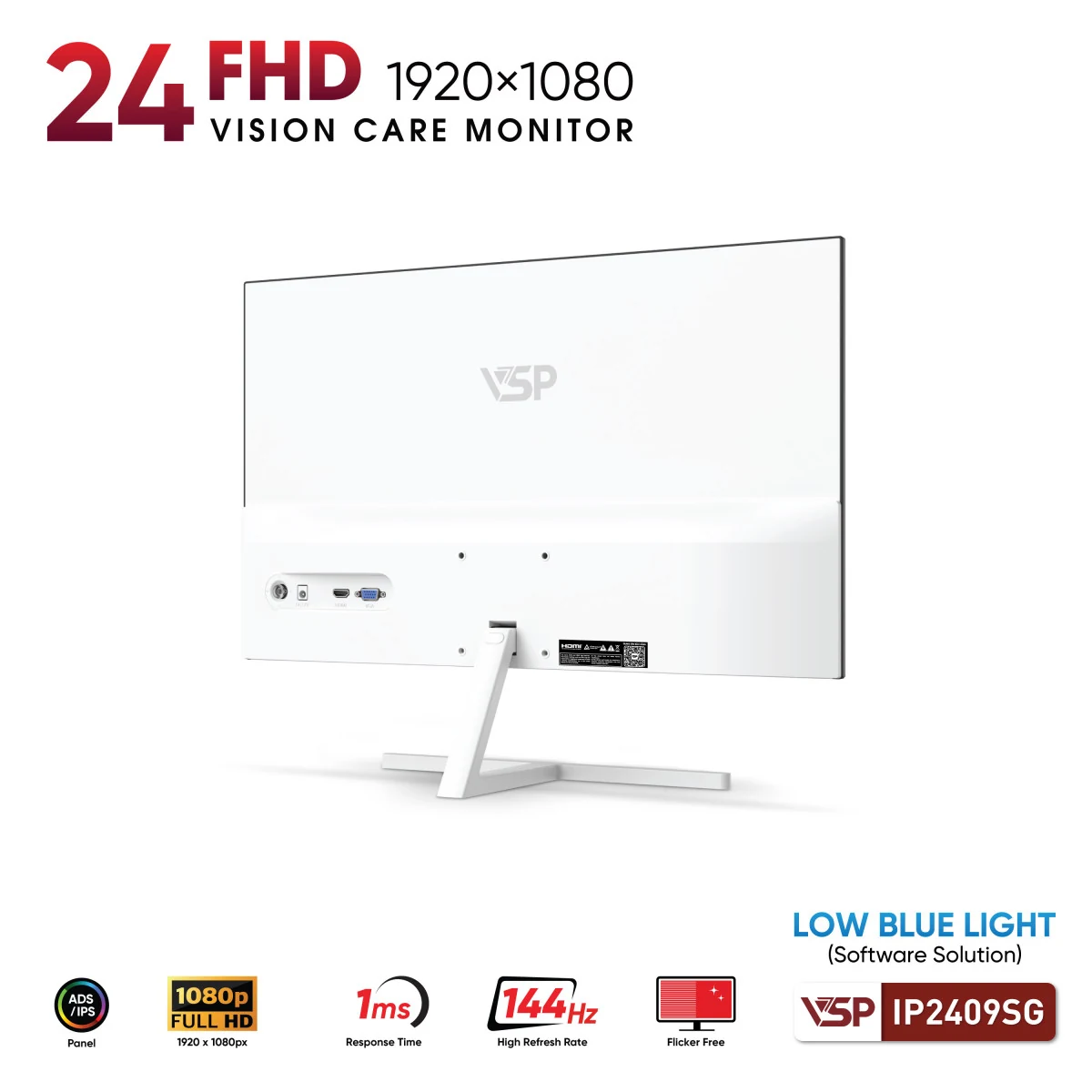 Màn hình VSP IP2409SG White - 23,8 inch - FHD - IPS - 144HZ - New