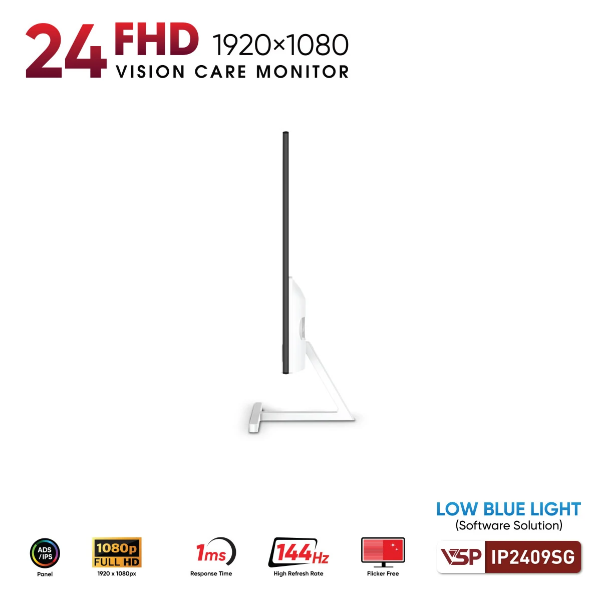 Màn hình VSP IP2409SG White - 23,8 inch - FHD - IPS - 144HZ - New