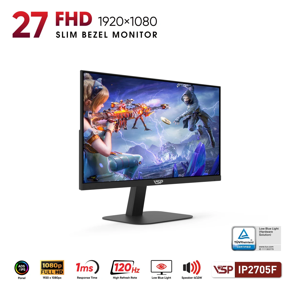 Màn hình VSP IP2705F Ver2025 - 27 inch - FHD - ADS IPS - 120HZ - New