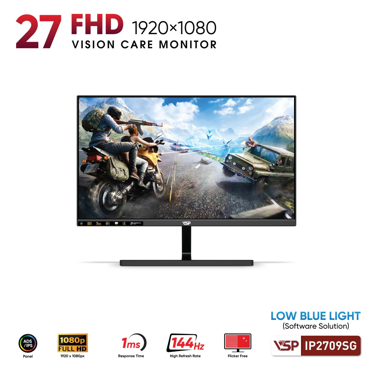 Màn hình VSP IP2709SG Black - 27 inch - FHD - IPS - 144HZ - New