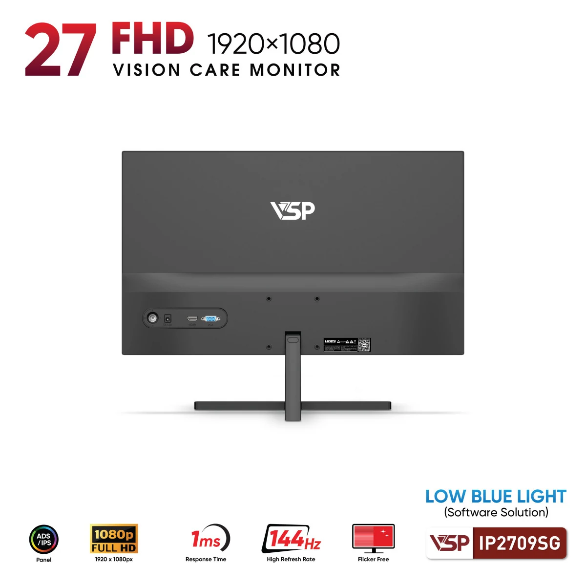 Màn hình VSP IP2709SG Black - 27 inch - FHD - IPS - 144HZ - New