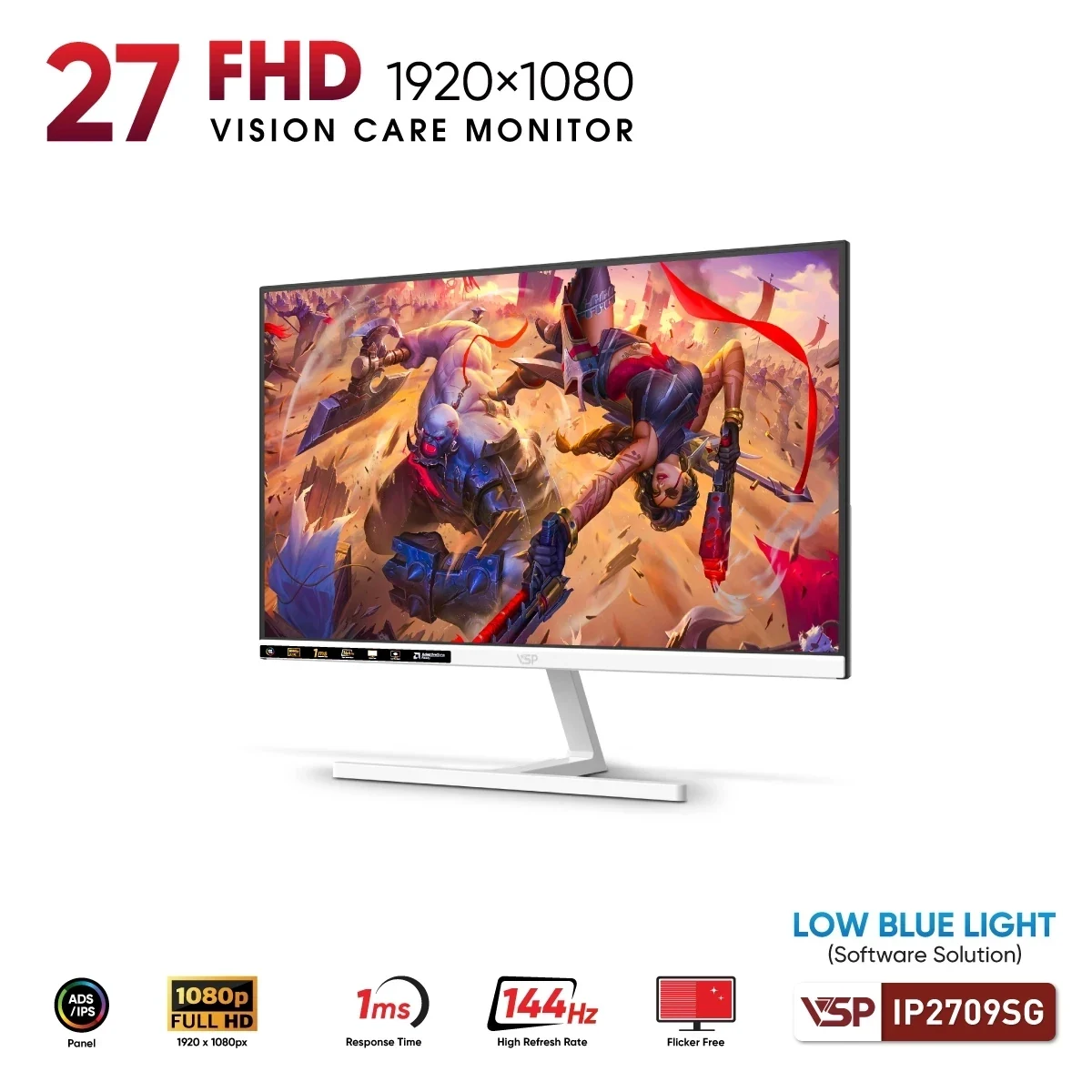 Màn hình VSP IP2709SG White - 27 inch - FHD - IPS - 144HZ - New