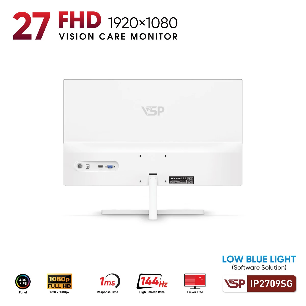 Màn hình VSP IP2709SG White - 27 inch - FHD - IPS - 144HZ - New